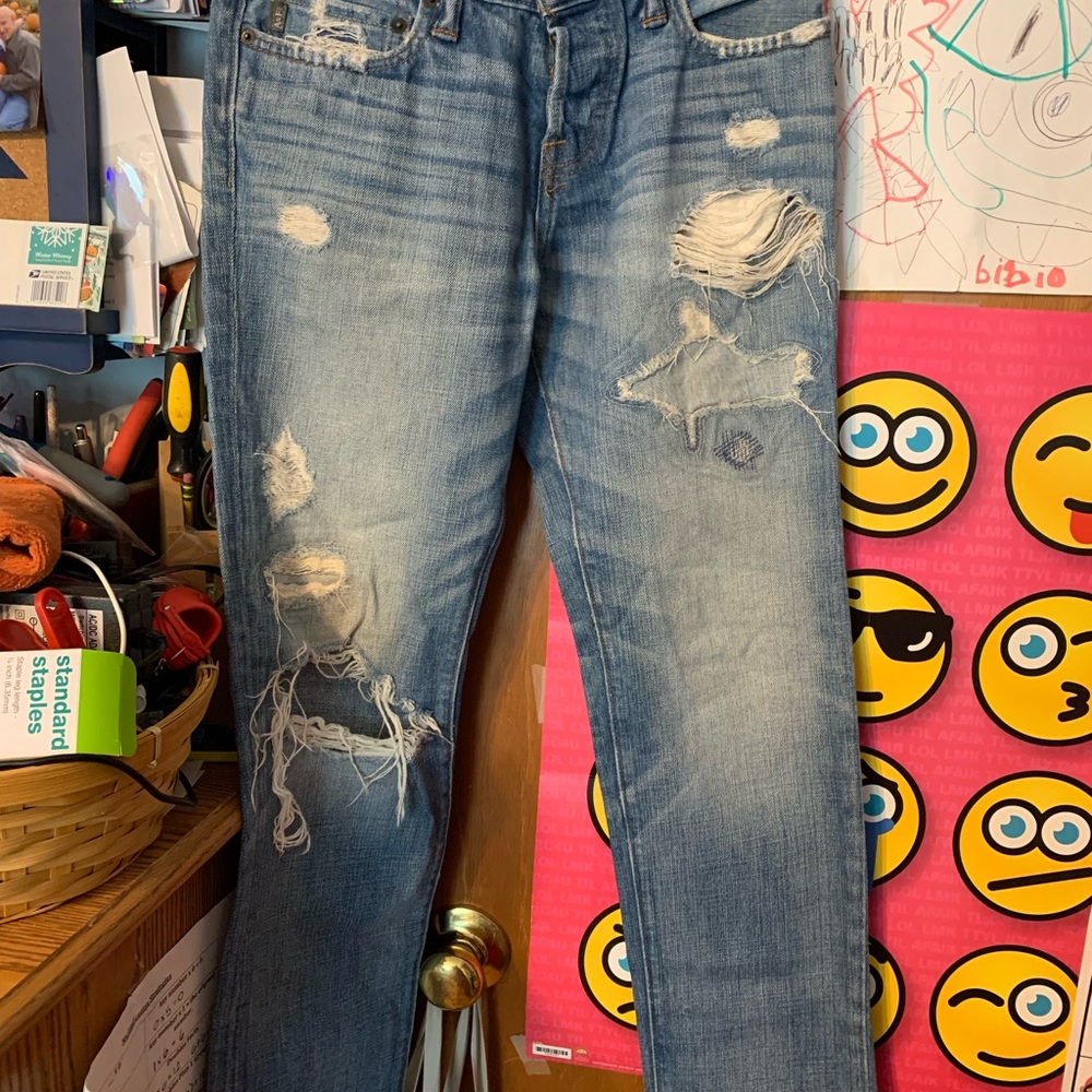 Distressed Blue Denim Jeans